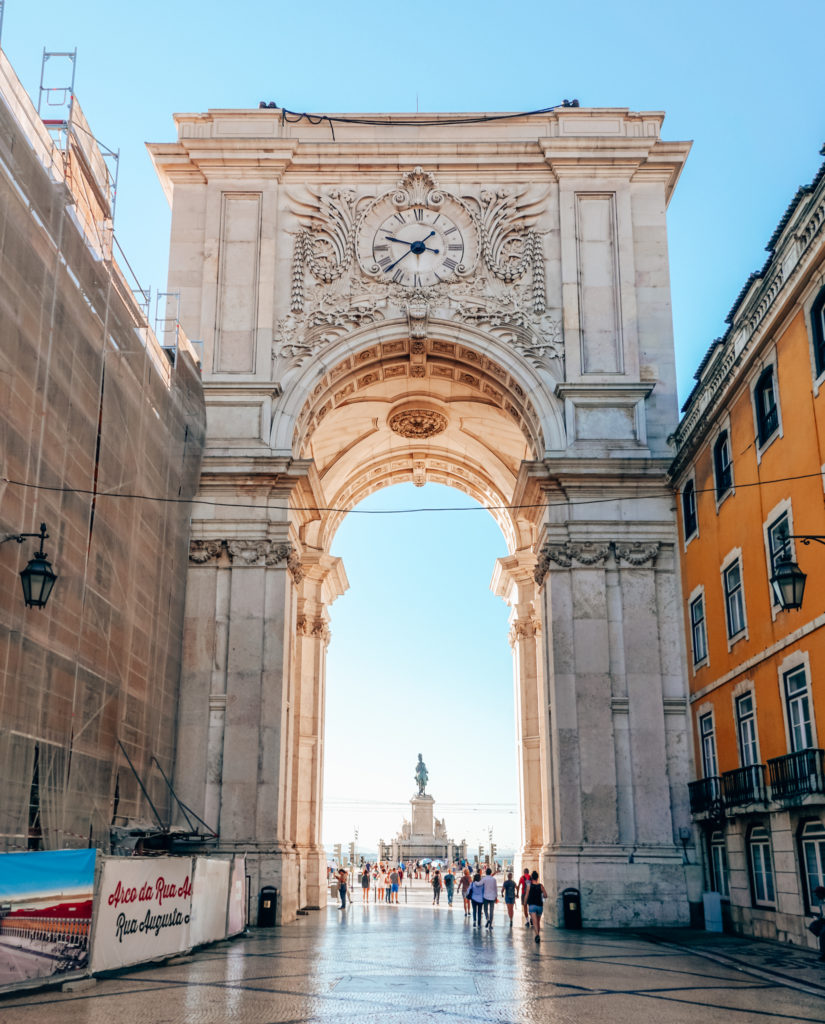 Rua Augusta Arch view towards the river in Lisbon